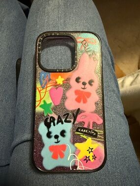 Casetify Pink & Blue Bunny Glitter Phone Case iPhone 15 pro